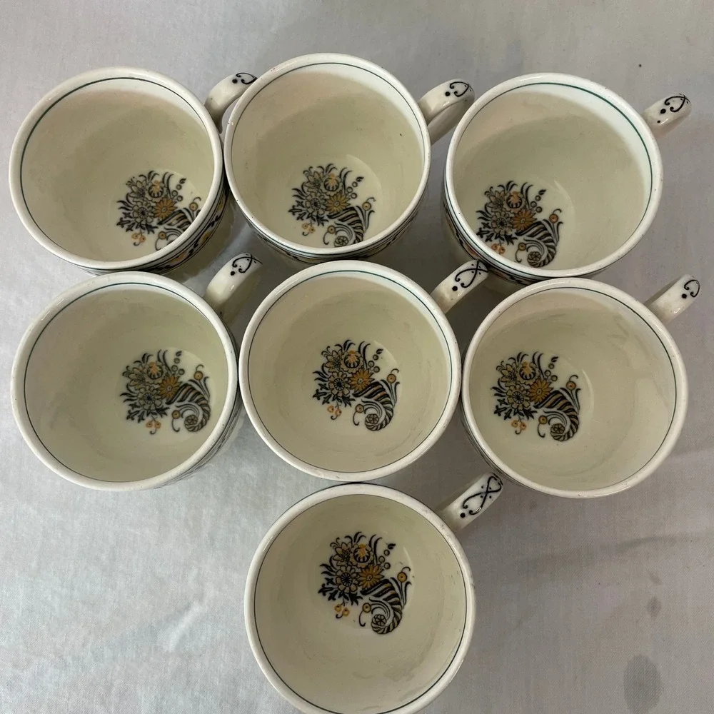 Vintage Ceramic Serving‎ Set Tray & 16 Cups Floral Design Tea Party